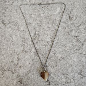 Heart Pendant Necklace in Brown and Cream